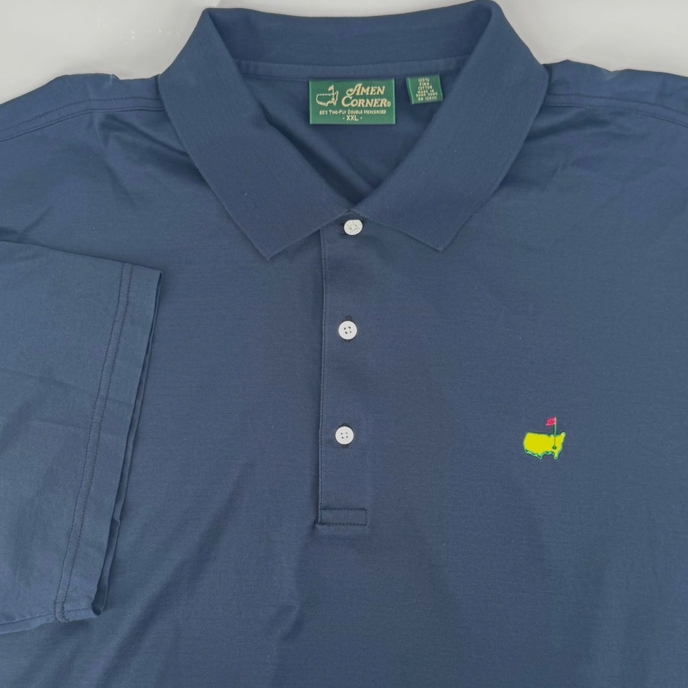 Masters Amen Corner Polo Shirt Mens XXL Navy Pima Cotton Golf Logo Short Sleeve
